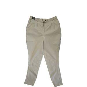 Tally Ho Horseback Riding Pants Womens Beige Breeches Knee Patches Ankle Grip